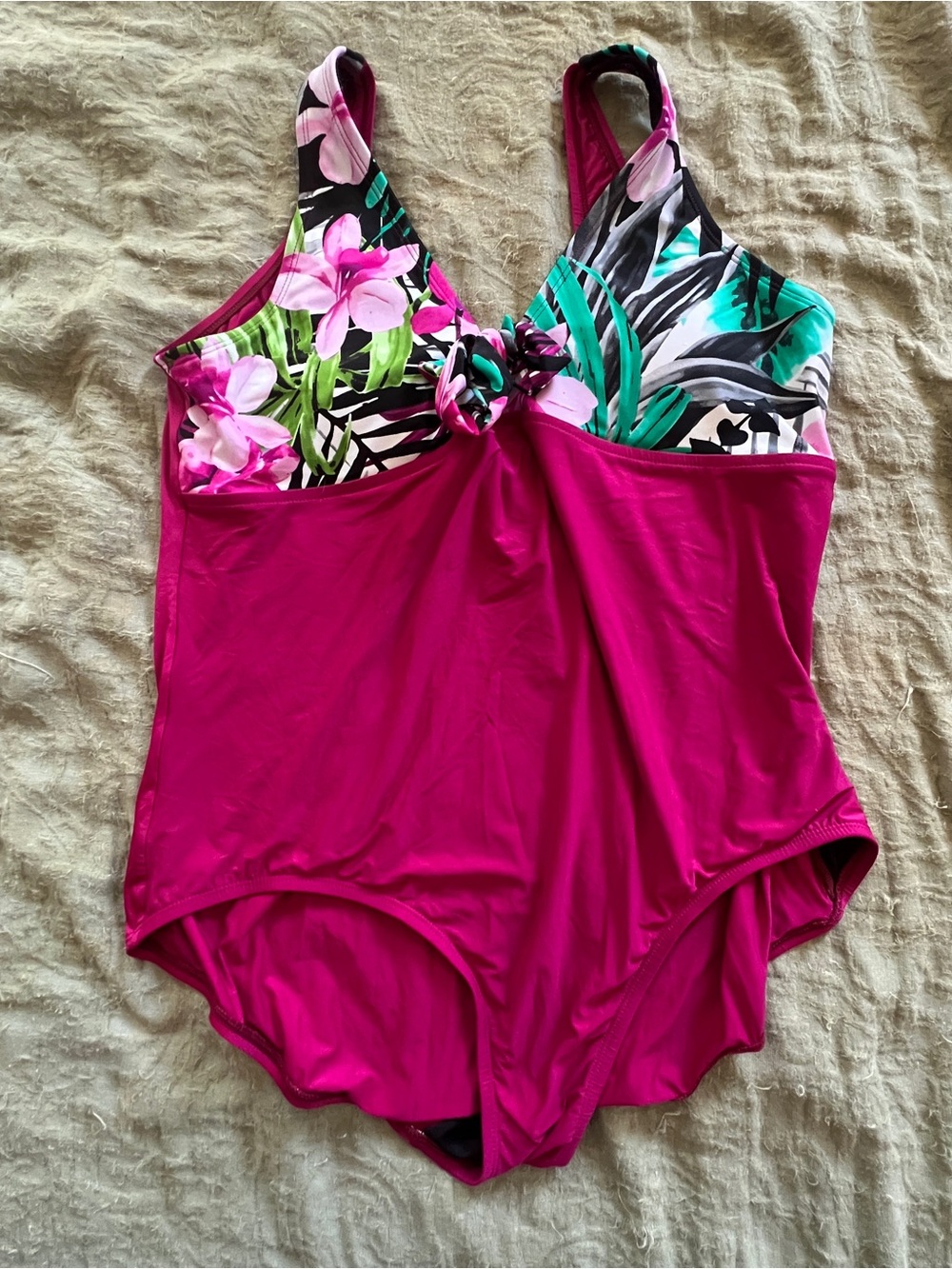 Bleu Ice Women’s One Piece Pink Swimsuit Size 18 Tropical Floral Summer Vacation